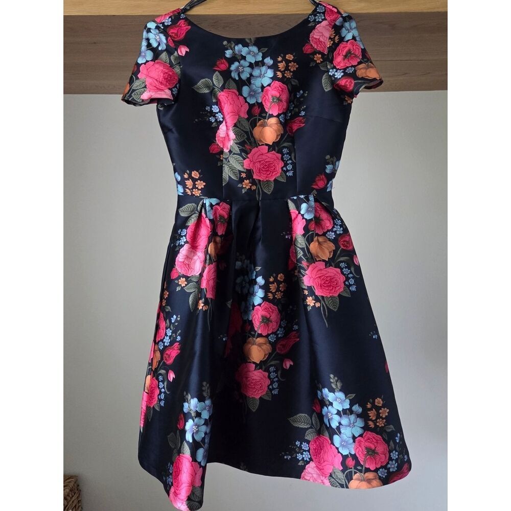 ASOS Chi Chi London Navy Floral Party Dress with Pink & Blue Blooms